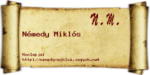 Némedy Miklós névjegykártya